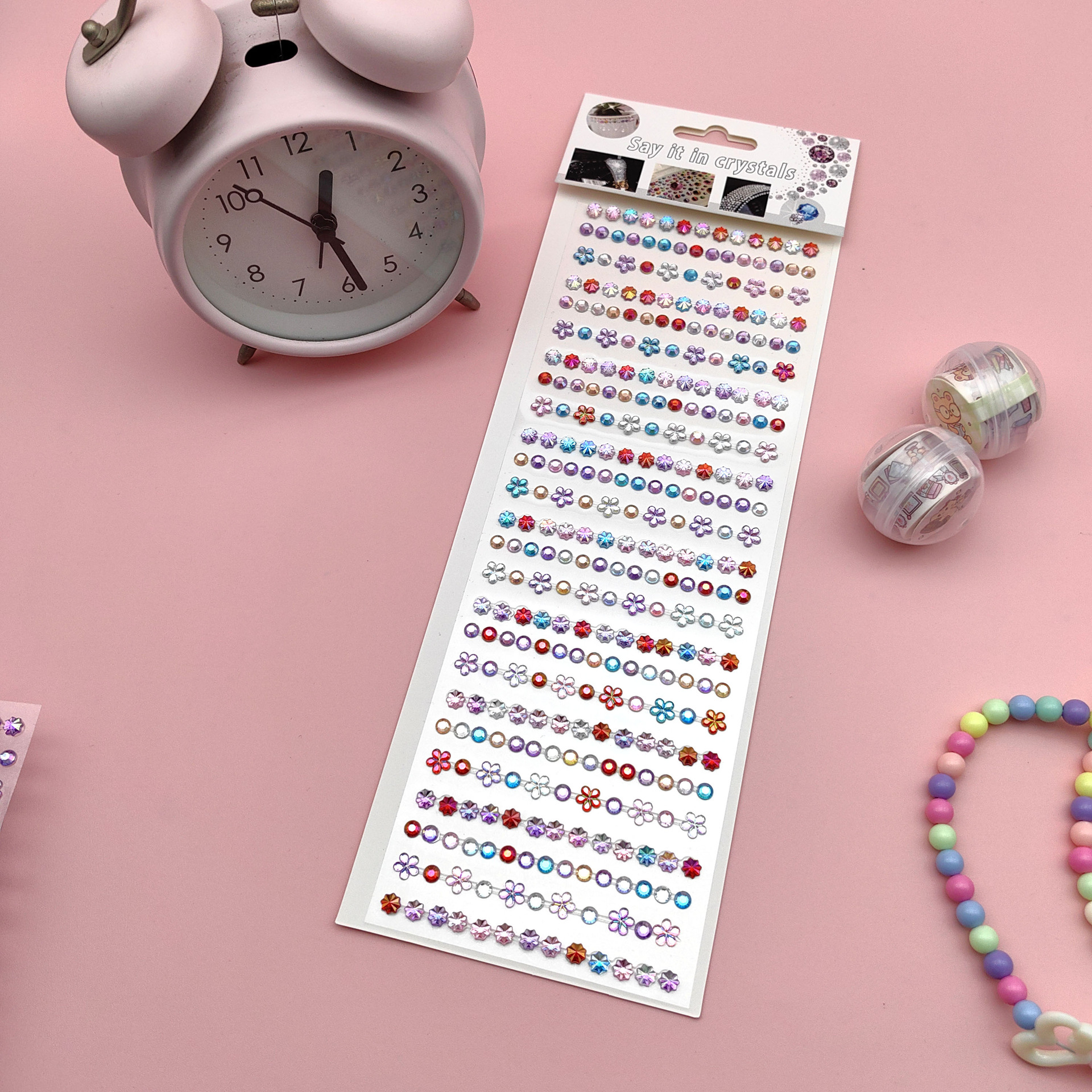 Coloridas pegatinas de flores de hielo para niños gema de diamantes de color AB pegatinas de cristal acrílico de juguete princesa pequeñas pegatinas al por mayor