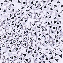 4X7mm 黑白英文字母亚克力珠 扁圆形塑料珠 DIY项链串珠散珠