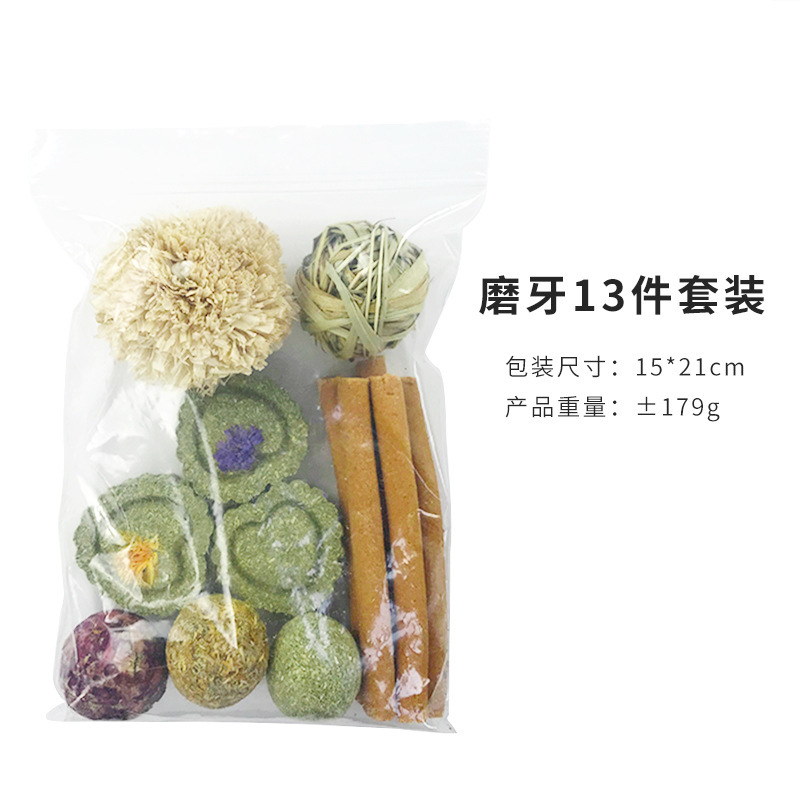 Pet molars snack set vegetariano 13 piezas conejo conejillo de indias molars dieta pet snack al por mayor