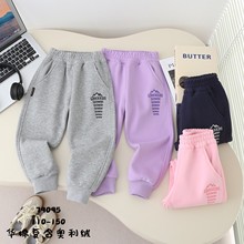 特价2025冬款 男童小黄鸭华棉加绒卫裤 儿童冬季刺绣休闲运动长裤