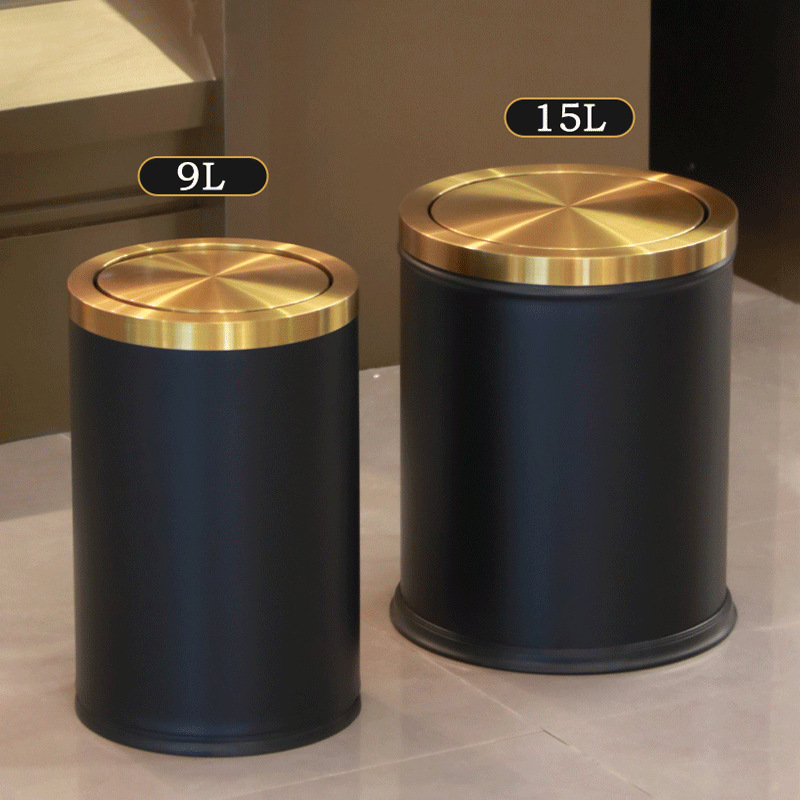Basura simple tapa de acero inoxidable con tapa hogar Sala baño Hotel comercial luz lujo creativo