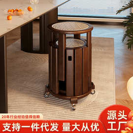 家逸实木圆凳子家用可叠放组合凳现代吃饭凳子餐桌凳新中式叠叠乐