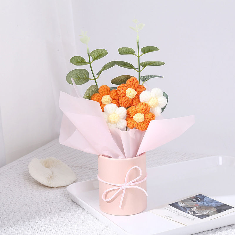 Día del Maestro regalo de flores de peluche, flores de regalo de cumpleaños, flores de tejido a mano, flores de regalo de la escuela