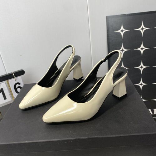 Thick heel pointed temperament French single-layer shoes, one-word head, sandals, banquet 2025 high-end black patent leather high heels