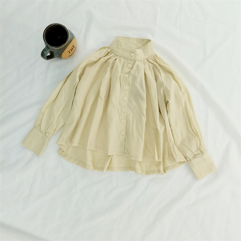 Japanese and Korean Style Spring and Summer New Parent-child Top Cotton Soft Comfortable Breathable Loose Collar Casual Shirt for Boys and Girls