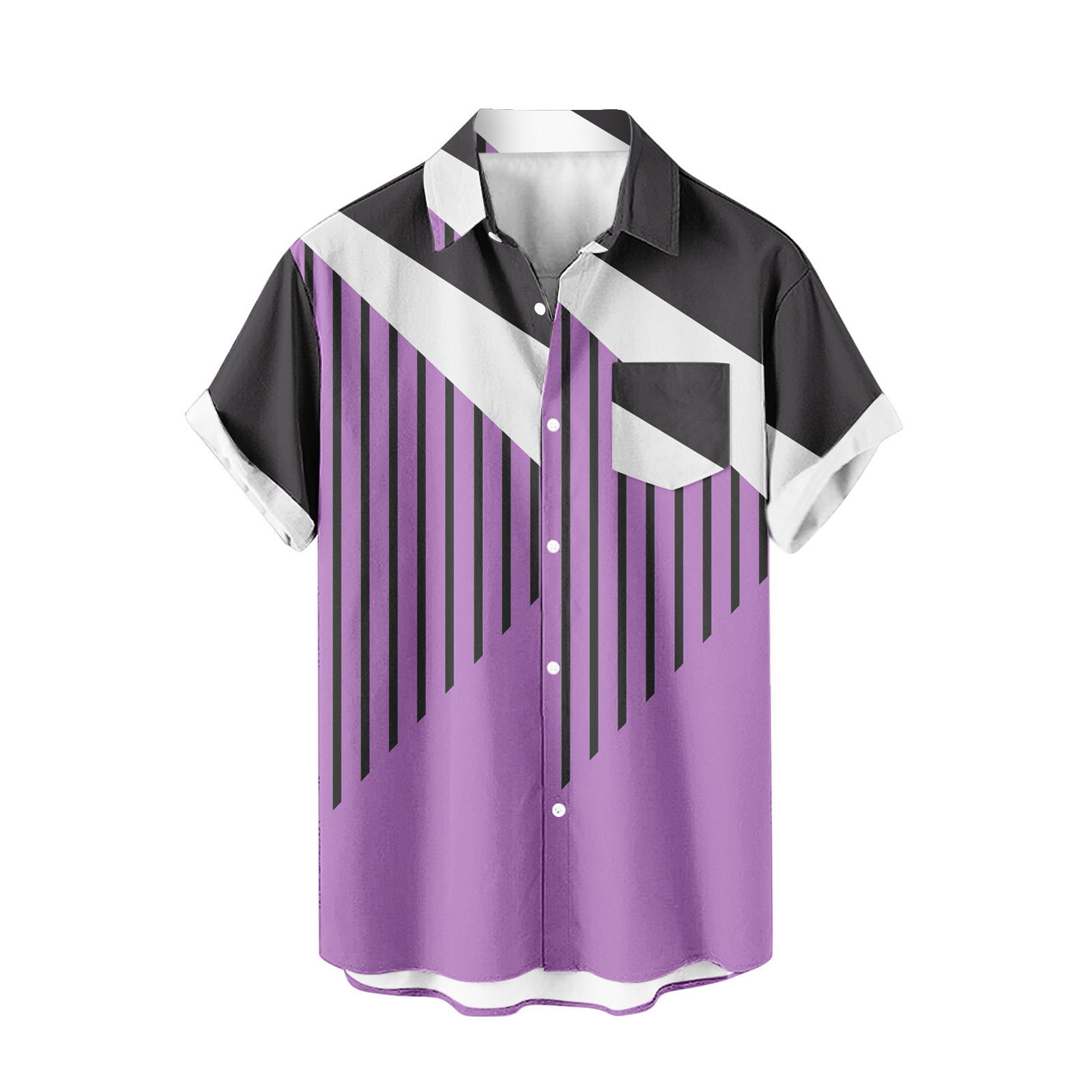 2024 comercio exterior europeo y americano transfronterizo exclusivamente para camisas de manga corta para hombres color de costura impresión digital 3D blusa casual