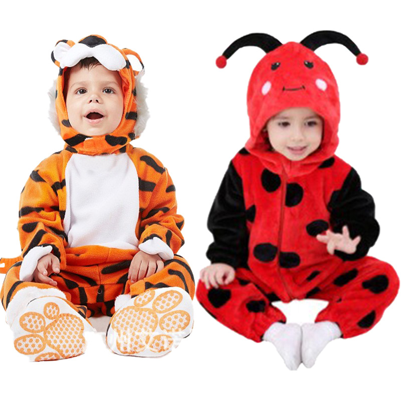 Autumn and Winter Baby Jumpsuits, Baby Cute Outdoor Clothes, Tiger Ladybug Animal Pajamas, Home Clothes, Trendy