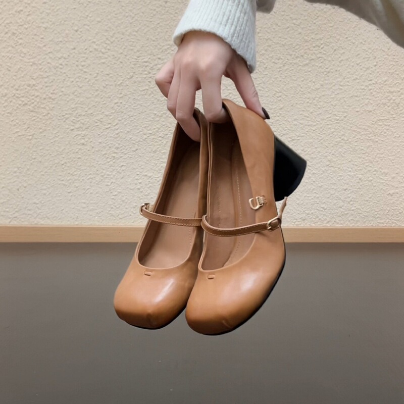 In Stock~ Sheepskin Version of High-End Black Commuter Mary Jane Shoes for Women, Square-Toed, Single-Strap, High-Heeled, Simple Leather Shoes In Stock~ Sheepskin Version of High-End Black Commuter Mary Jane Shoes for Women, Square-Toed, Single-Strap, High-Heeled, Simple Leather Shoes