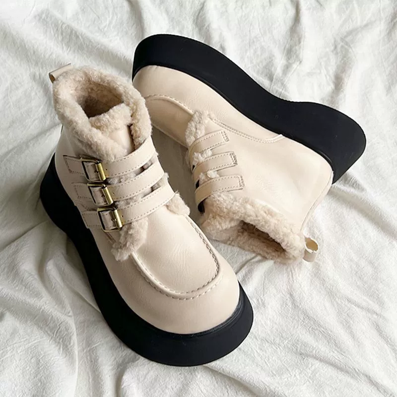 Ботинки martens на платформе, зимние тёплые ботинки‑анкл, корейский стиль, размеры 35–40