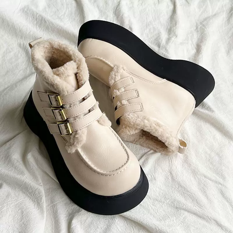 Ботинки martens на платформе, зимние тёплые ботинки‑анкл, корейский стиль, размеры 35–40