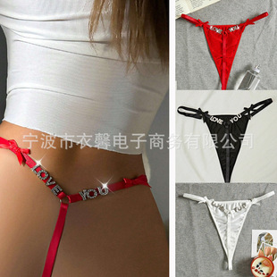 2023 European and American Sexy Underwear, Metal Letter Sexy Thong, Women's See-Through Sexy T-Pants, Drop Shipping