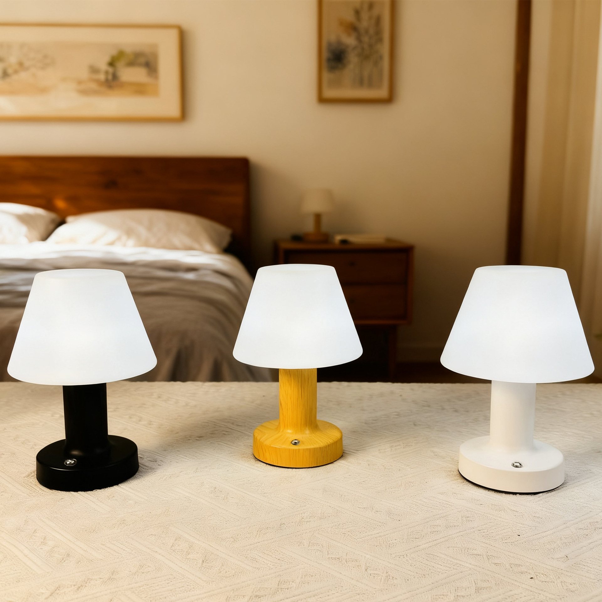 Lámpara de escritorio redonda de hongo dormitorio lámpara de noche de metal rotomoldado fábrica de lámpara de escritorio LED dedicada a la decoración redonda transfronteriza USB