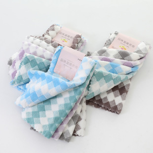 Tricolor Small Square Square Soft Absorbent Household Children's Hand Towel Kitchen Wipe Bathroom Coral Fleece Square Towel