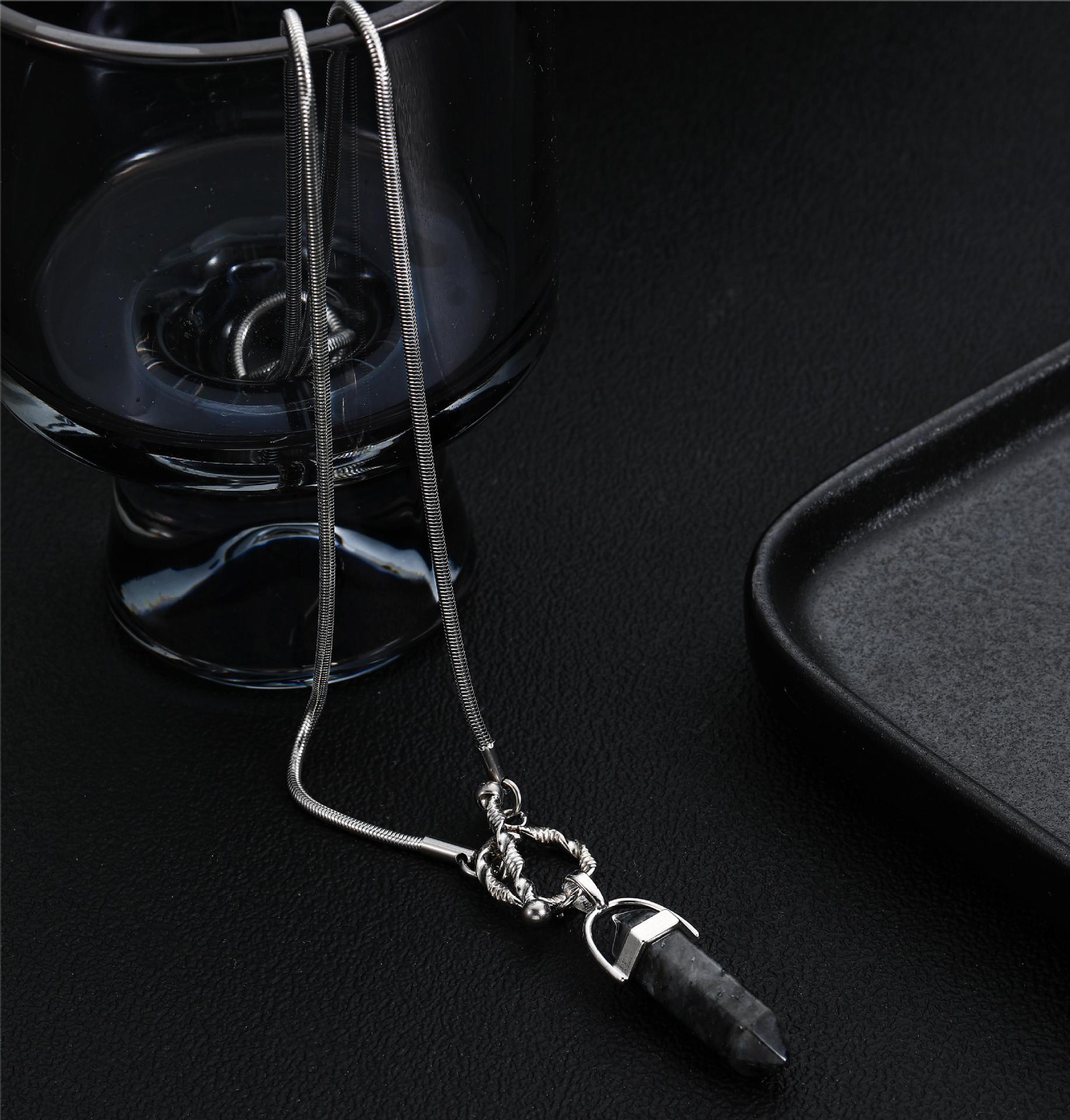 Titanium Steel Material Solid Color Pattern Hip-Hop Solid Color Titanium Steel Polishing Chain Men's Pendant Necklace