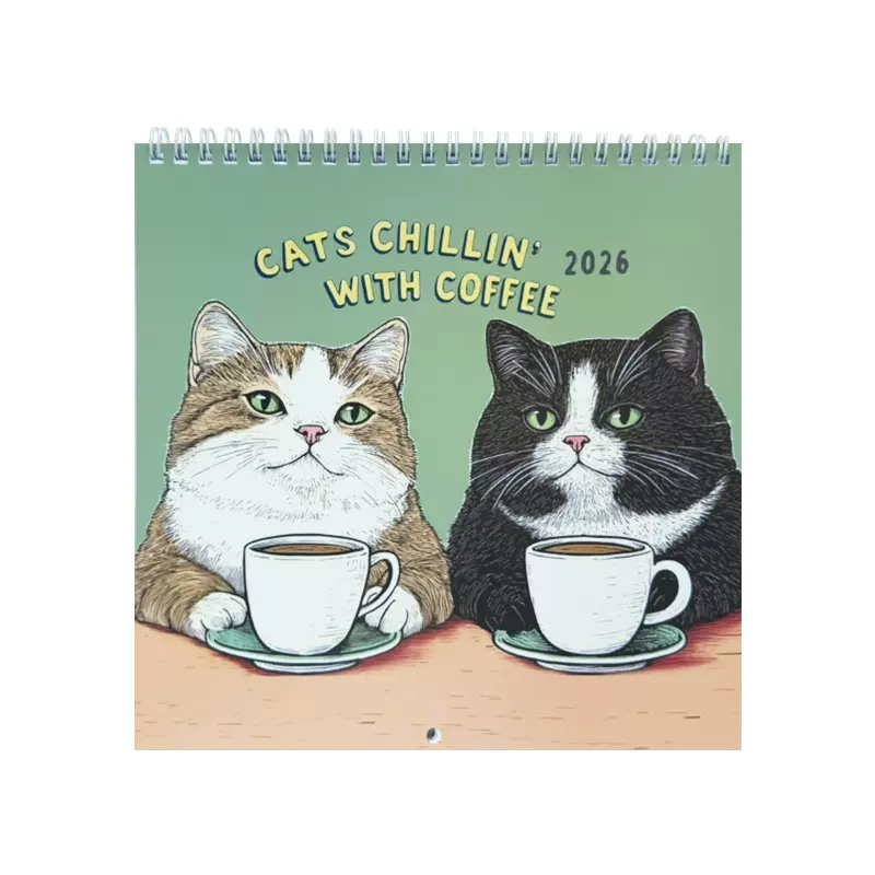 跨境2026 Cats Chillin with Coffee 咖啡猫放松日历墙壁挂历现货