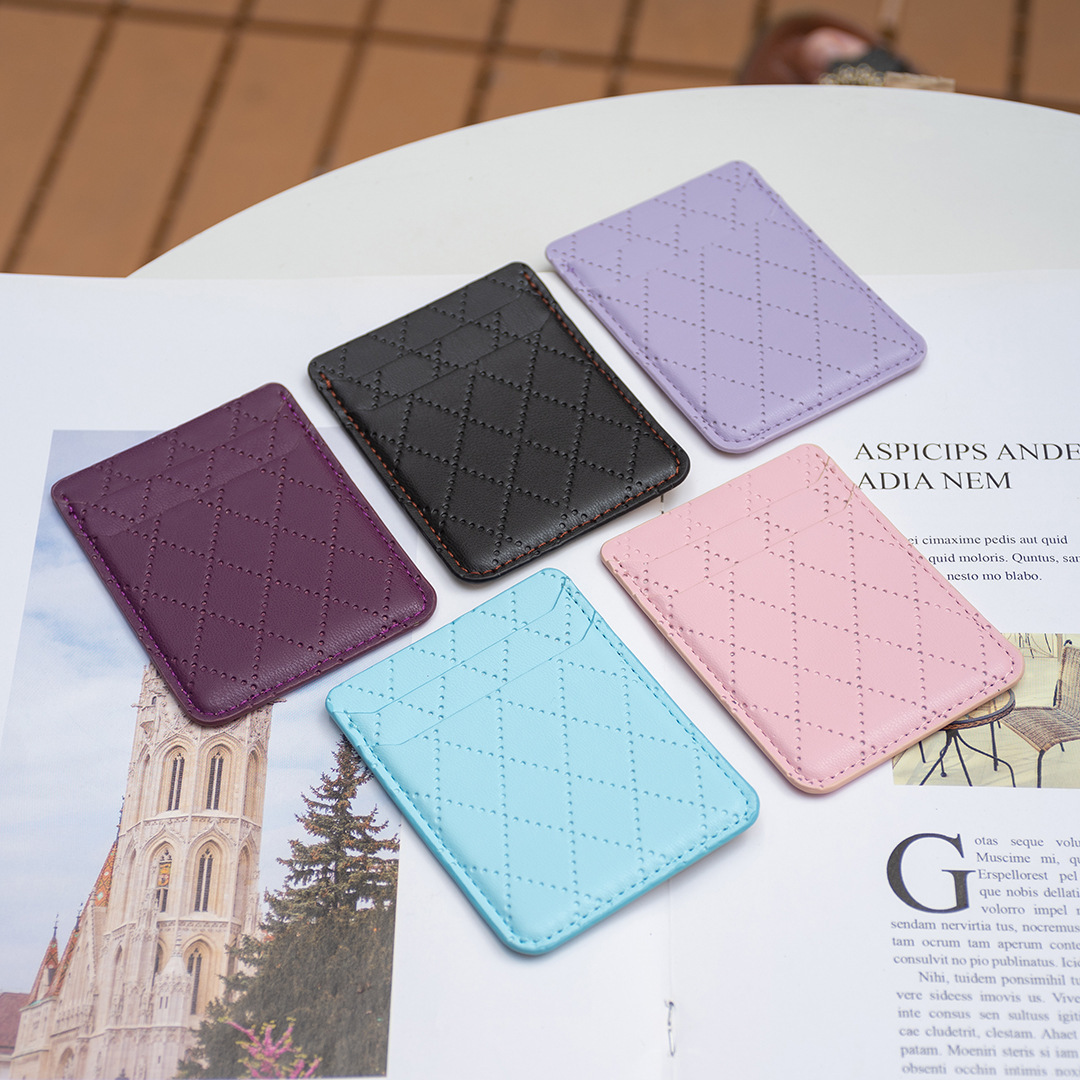 Amazon's new mobile phone back sticker with multiple card slots, bus card holder, coin card holder, PU adhesive transport leather leather