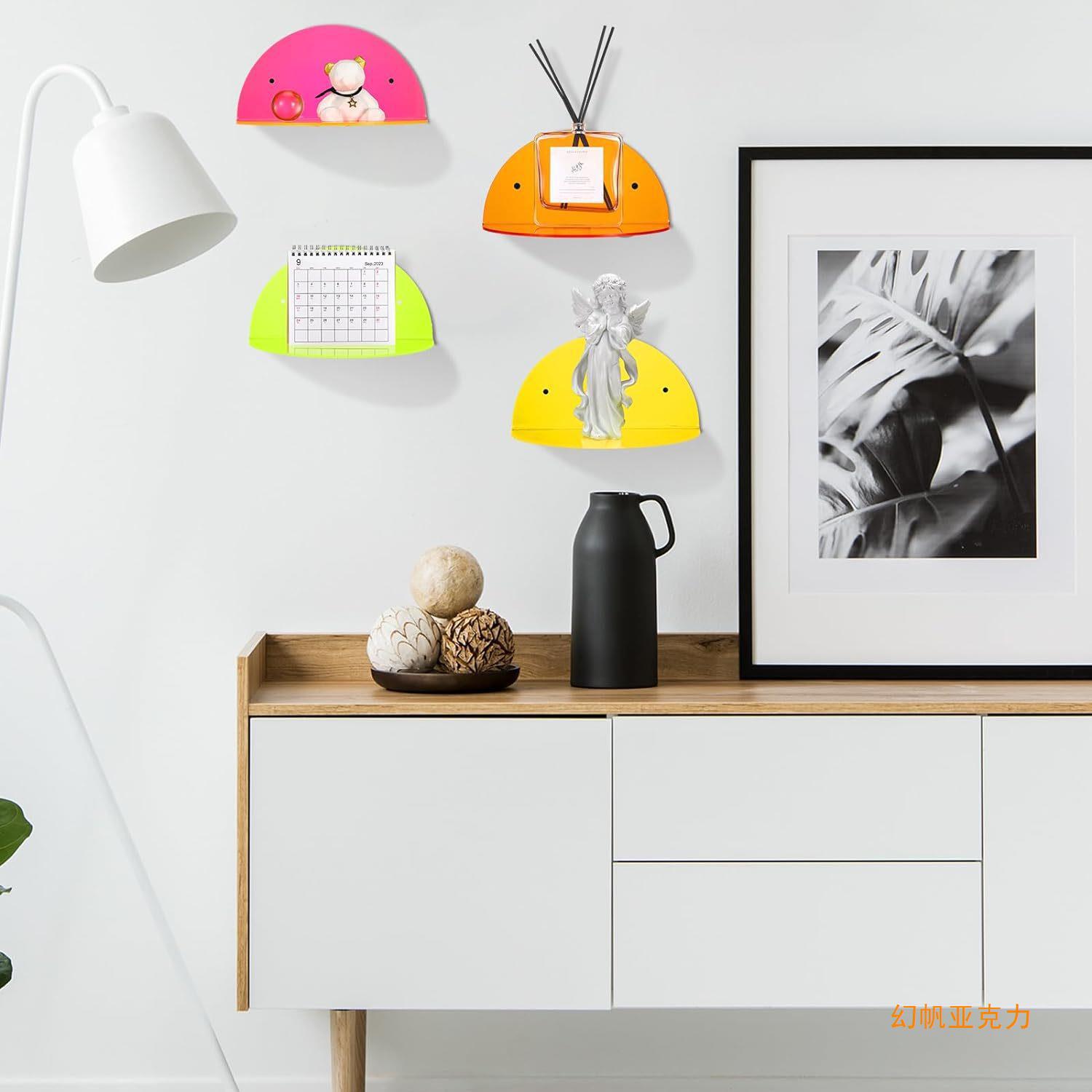 [Magic Sail] new acrylic wall storage floating partition wall mount color semi-circular toy cosmetics