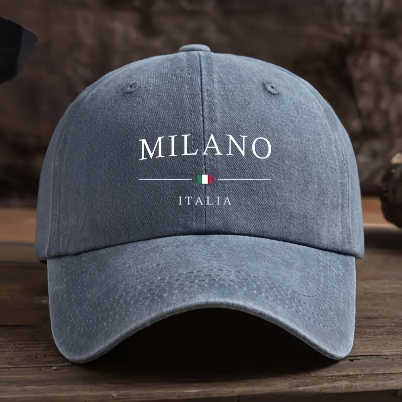 Retro-Baseballkappe für Herren mit italienischem Flaggenprint, gewaschen, ideal für Outdoor-Aktivitäten und Reisen, Sonnenschutz, Unisex, lässiger Stil_voghion.com