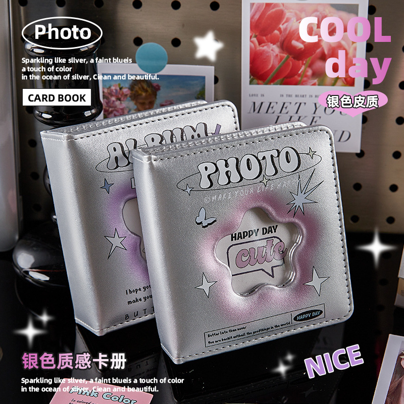 Álbum de tarjetas de pu de cuadrícula de un palacio Álbum de fotos Polaroid a juego simple de estilo ins Álbum de almacenamiento de tarjetas pequeñas de ídolos de alto valor