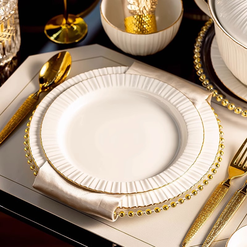 Light Luxury Dishware Set Household Nordic Pure White High-end Jingdezhen Tableware Housewarming Dishes And Bowls