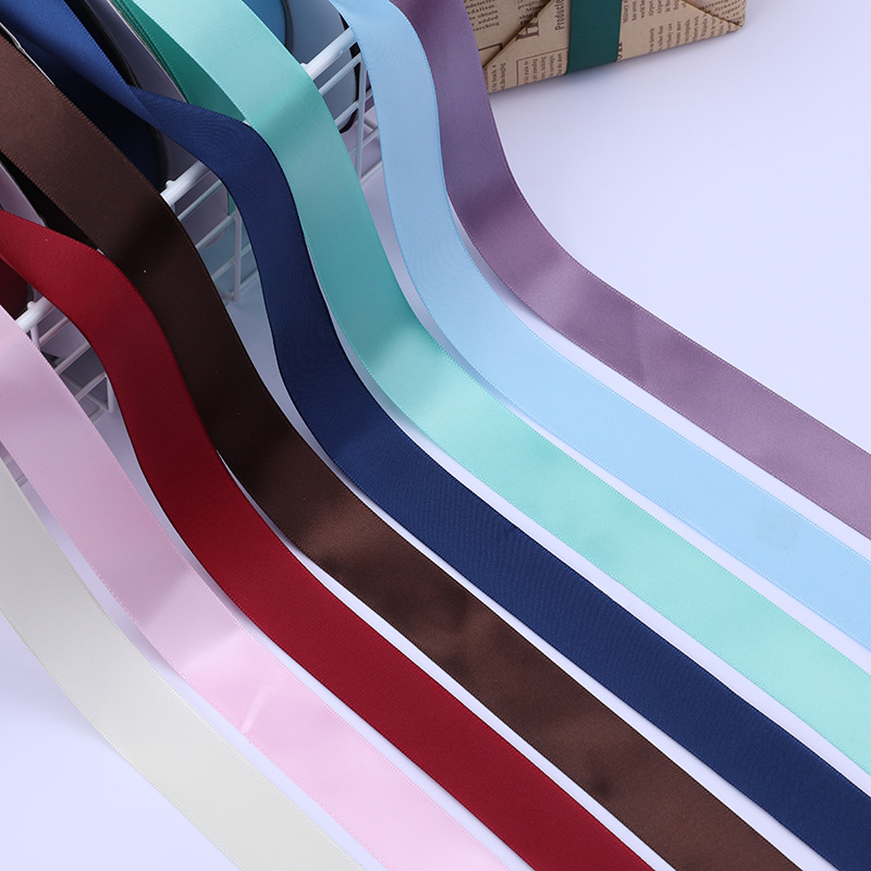 2,5 cm poliéster con arco DIY cinta boda ramo de la torta fruta caja regalo embalaje color ropa satén