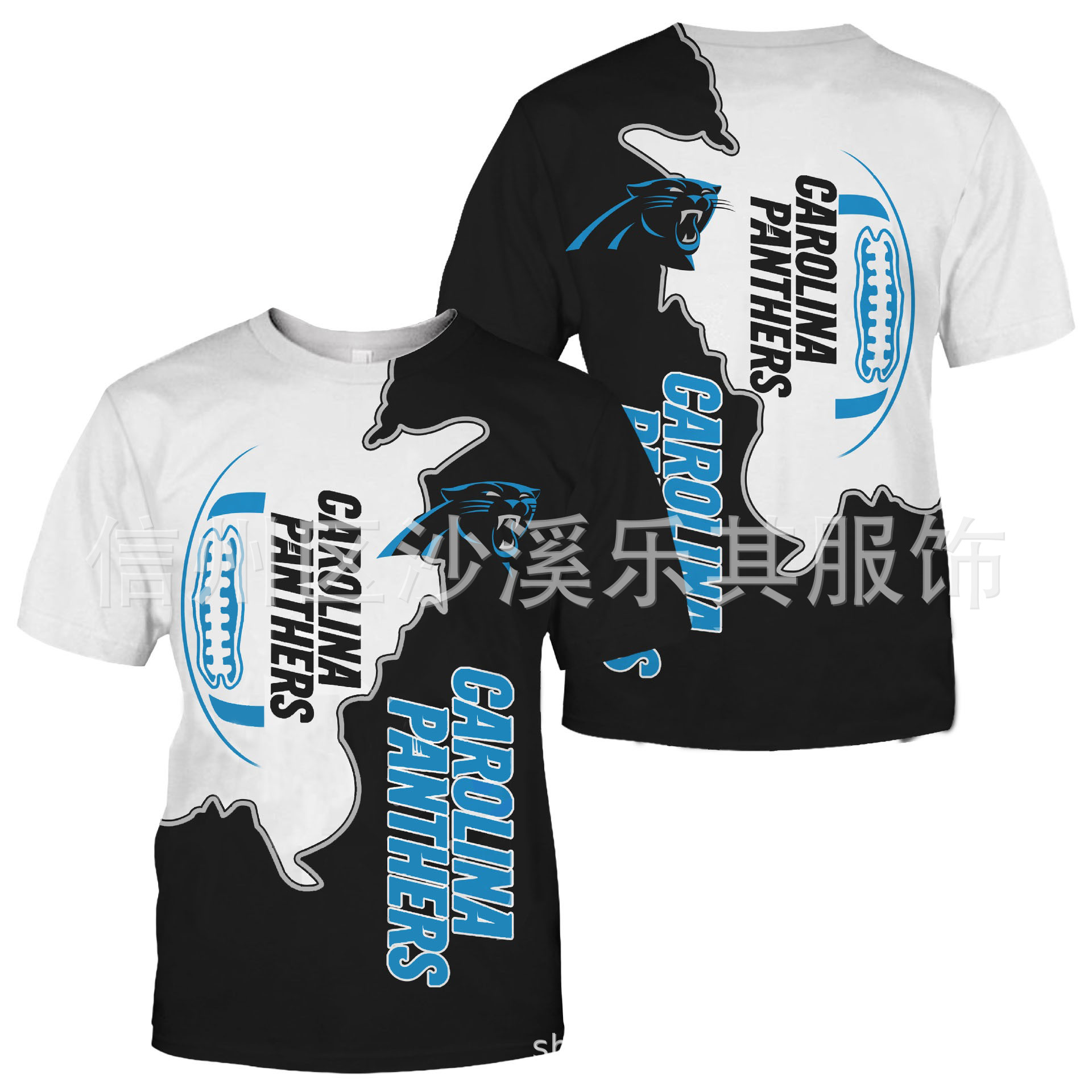 2024 Amazon nuevos hombres tendencia europea y americana delgada cuello redondo NFL camiseta de manga corta impresión digital casual código europeo