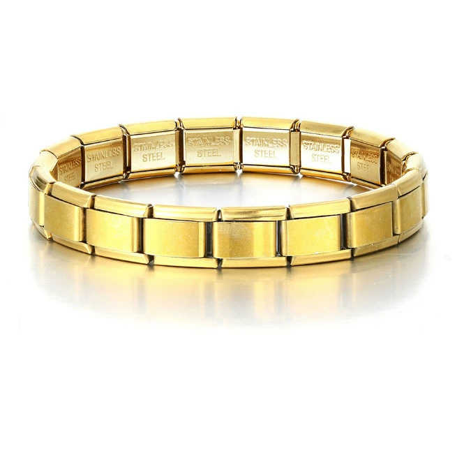 stainless steel bracelet, removable elastic link watch strap, italian european style, assorted charms