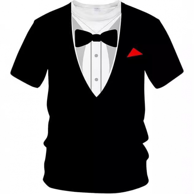 2024 Cross-border Tuxedo T-shirt Men's Tux Clothing Set and Tie T-shirt Gift T-shirt 2024 Cross-border Tuxedo T-shirt Men's Tux Clothing Set and Tie T-shirt Gift T-shirt