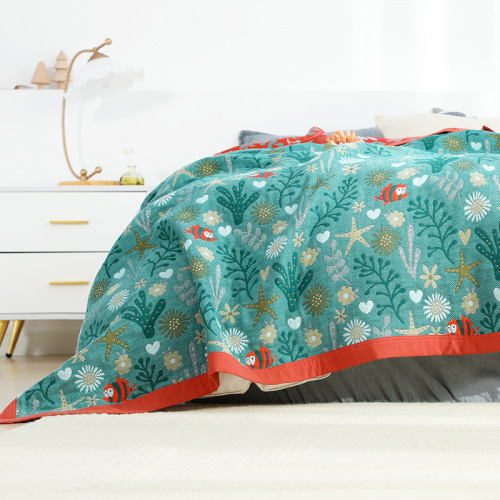 Five-layer gauze towel quilt plaid cotton double single summer thickened lunch nap blanket simple four seasons