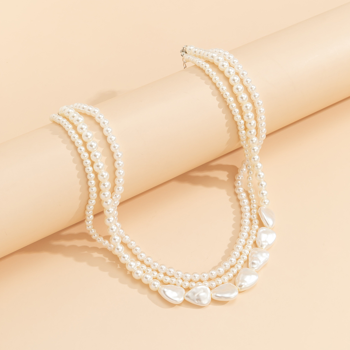 Jewelry Retro Imitation Pearl Stacked Woven Ball Bead Chain Necklace