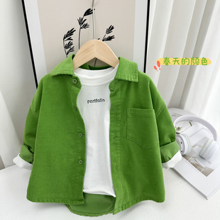 [5.2 Thousand People] Boys' Outer Shirt 2025 New Style Kidsren's Style Avocado Green Top Cardigan Spring & Fall