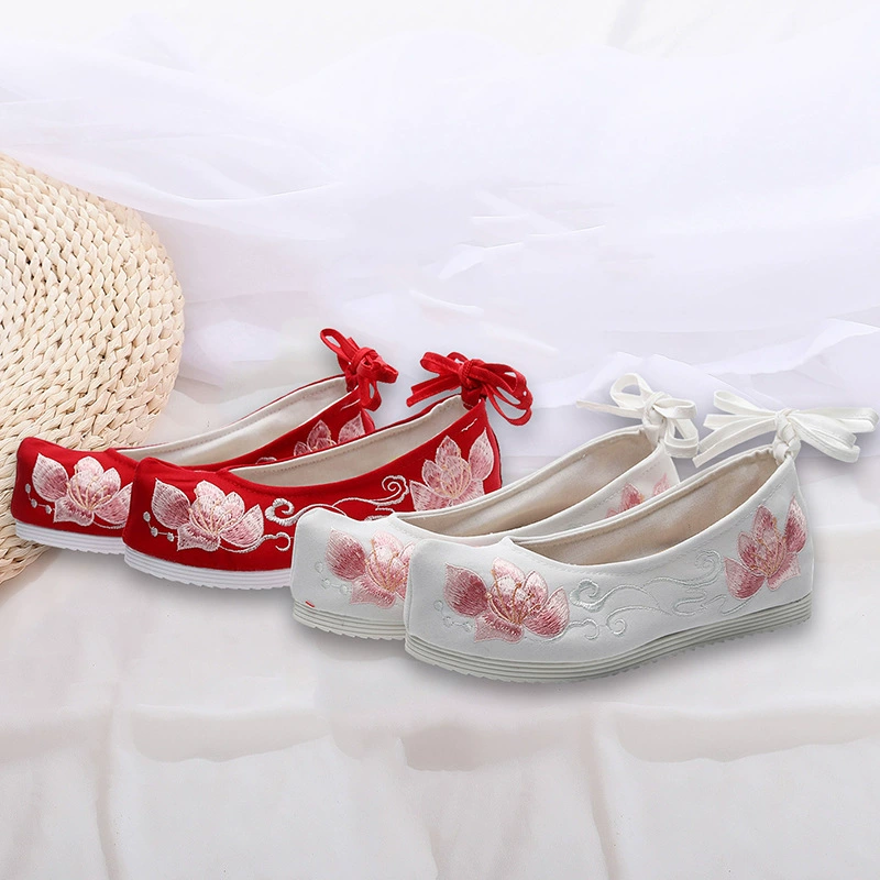 Женские туфли ханьфу с увеличивающими рост аксессуарами в китайском стиле Туфли-банты с подошвой Melaleuca