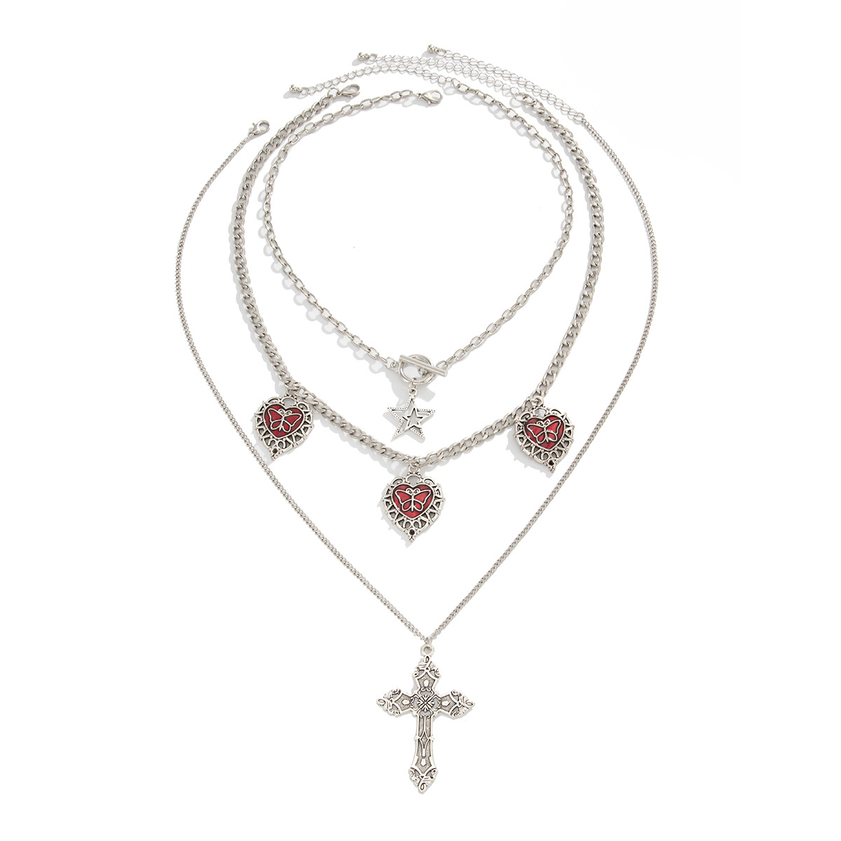 54g Weight Iron Pendant Material Layered Necklaces Classification Iron Chain Material 1 Piece Quantity Weekend Occasion Iron, Zinc alloy Material Cross Pattern Women's Gender Simple Style, Classic Style Style Dark Punk Cross Pendant Necklace Set For Women Exaggerated Stacking Cool Sweet Clavicle Chain Jewelry Geometric Pattern Alloy Zinc 35