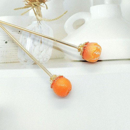 Personalized fashionable orange fruit hairpin for women, fashionable and cute hairpin, high-end and versatile hair accessories for daily matching