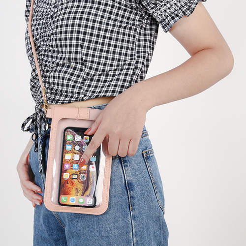  New Women's Fashion Lock-Clasp Crossbody PU Leather Touchscreen Phone Wallet, Vintage Style, with Buckle, Small Purse for Students