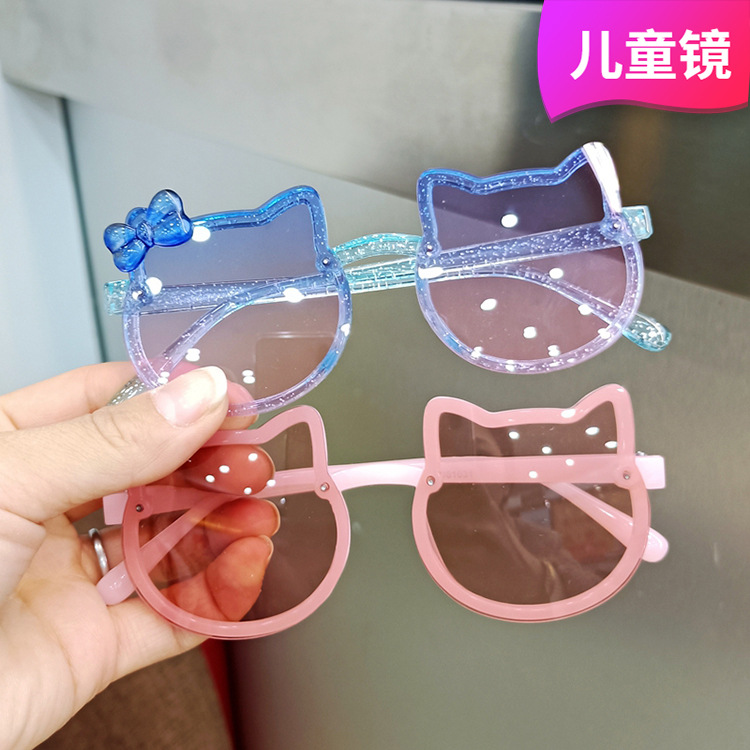 Children's glasses for girls, cute cat ear sunglasses, princess baby sun protection sunglasses, UV protection, summer photo sunglasses