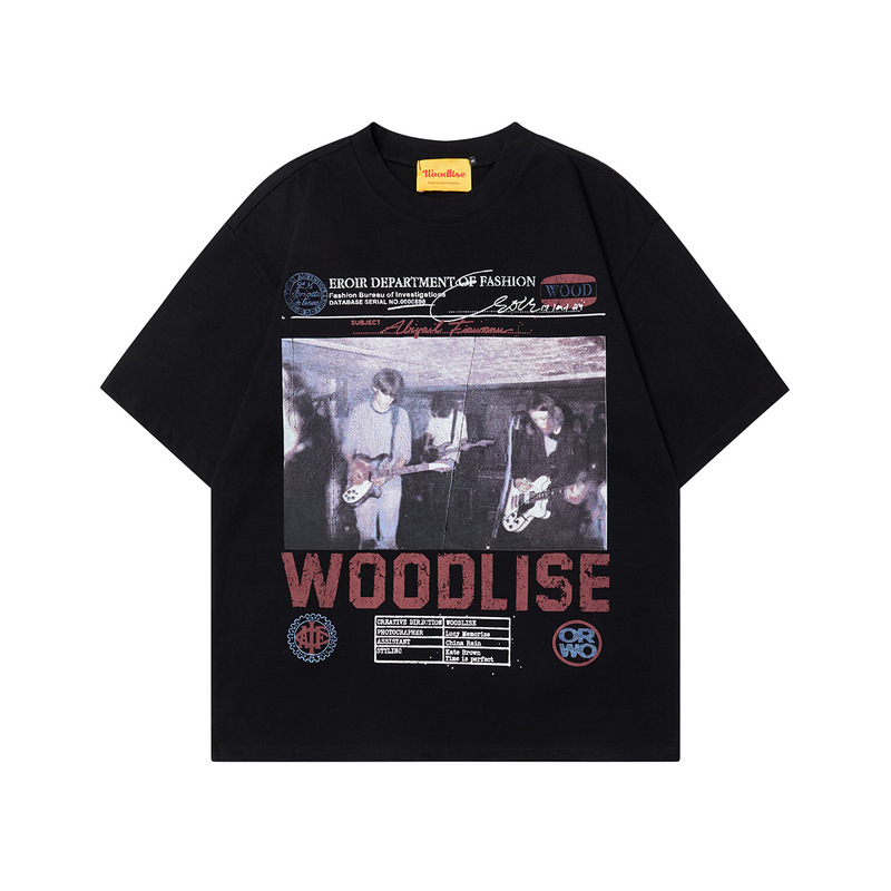 WT398 American Street Fashion 2025 Summer Couples Fashion High-end Sense Band Figure Design Men's Loose Short-sleeved T-shirt