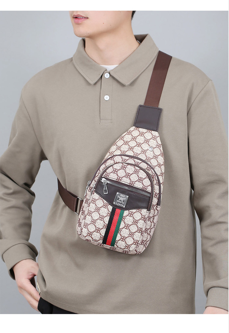Cross-border chest bag, men's crossbody bag, travel shoulder bag, large-capacity leather bag, sports small backpack, multi-functional men's bag undefined