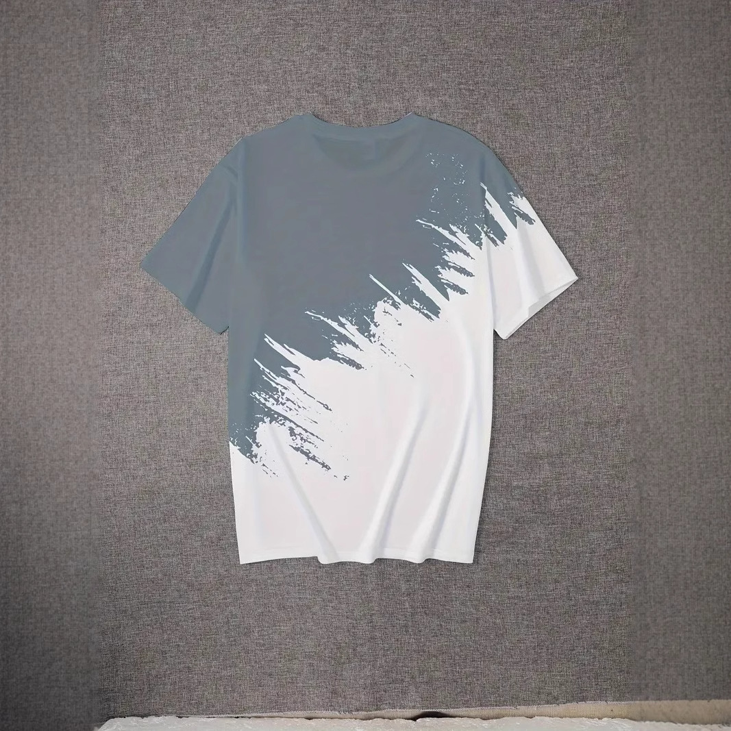 Moda y simple eslogan de color de contraste estampado 3D de los hombres verano calle suelta transpirable manga corta manga corta cuello redondo camiseta