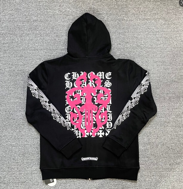 24ss年新款高品质Chrome Hearts 马蹄十字架连帽拉链卫衣工厂批发|undefined
