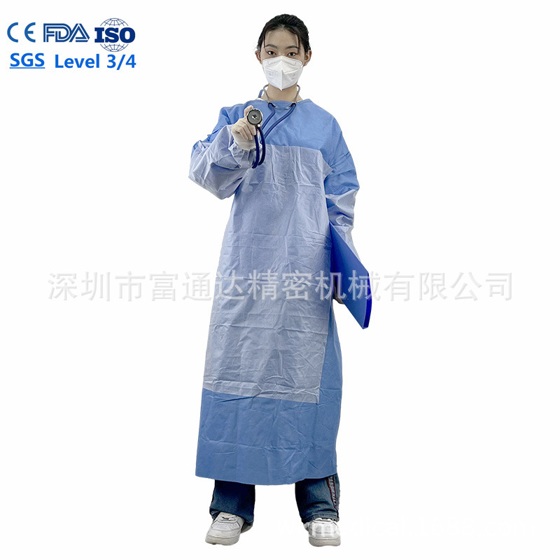 可出口ICU病房蓝色手术衣SMS医院用外科一次性手术服带覆膜510K