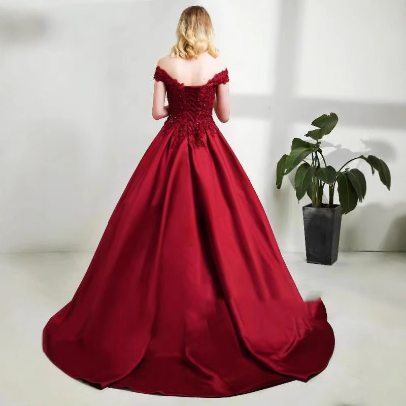 Amazon europeo y americano AliExpress deseo nuevo apliques con cuentas vestido de bola graduación estudiante arte examen vestido