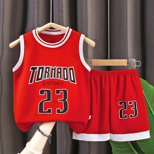 Children's Ball Clothes suit Summer Baby Basketball Clothes Short-sleeved Sportswear Boys and Girls Middle and Big Children's Vest Shorts Jersey