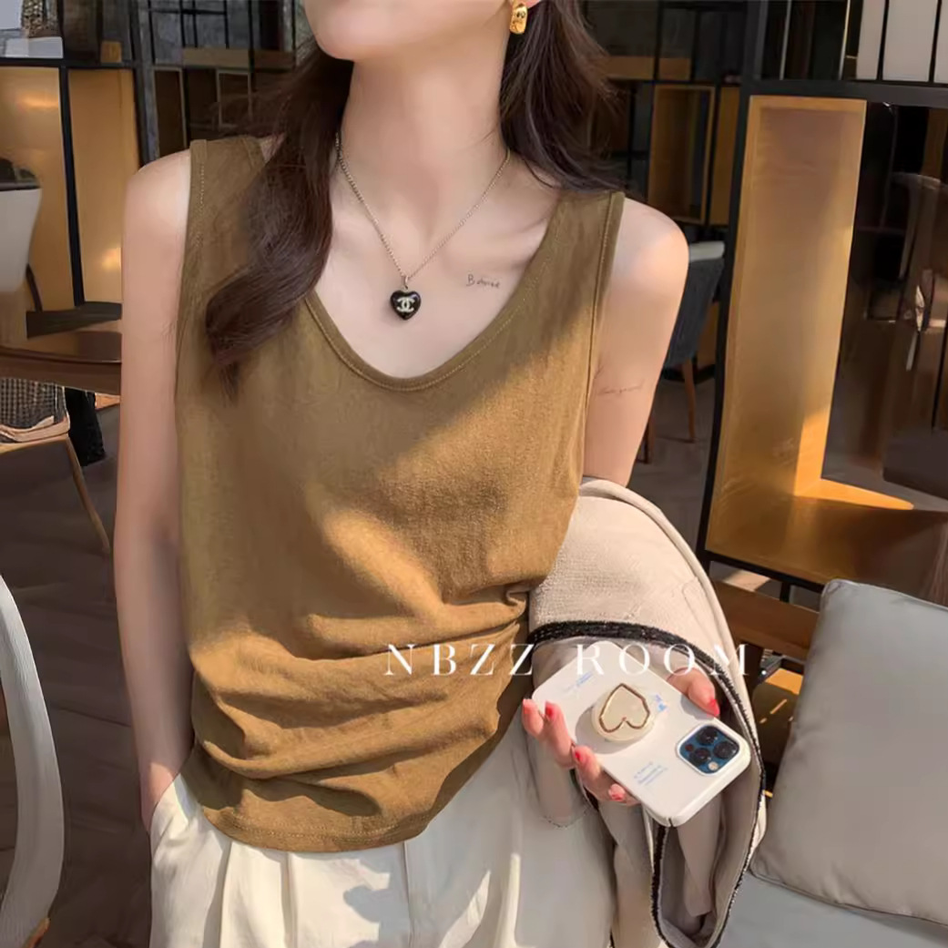 2025夏款/棉麻吊带背心女内搭无袖打底宽松中国舞现代舞运动上衣