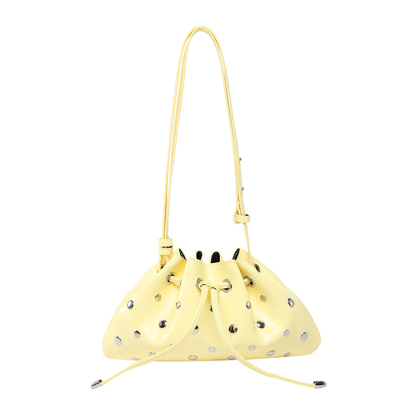 Bolso de cubo de textura transfronteriza 2025 verano nuevo bolso femenino moda gypsophila bolso de hombro remache personalizado bolso de mensajero