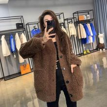 美拉德2025秋冬新款羊羔毛外套女皮毛一体加厚慵懒大衣中长款上衣