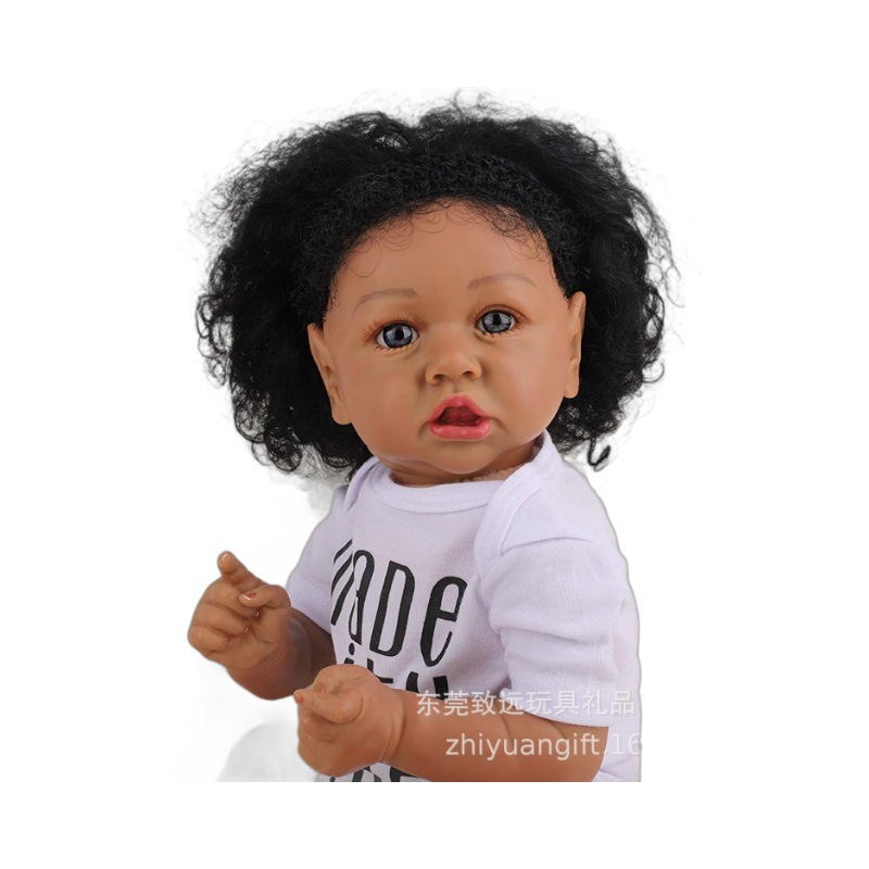 Fuente mayorista de bebés pesados africanos muñecas transfronterizas muñecas reales muñecas chicas comercio electrónico 55 cm renacer Henghua