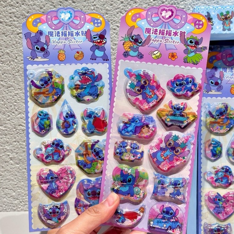 Caricatura de dibujos animados Hedichi 3D estereoscópico agitar pegatinas de agua divertidas DIY colgentes de cristal transparente pegatinas de cuentas de chicas