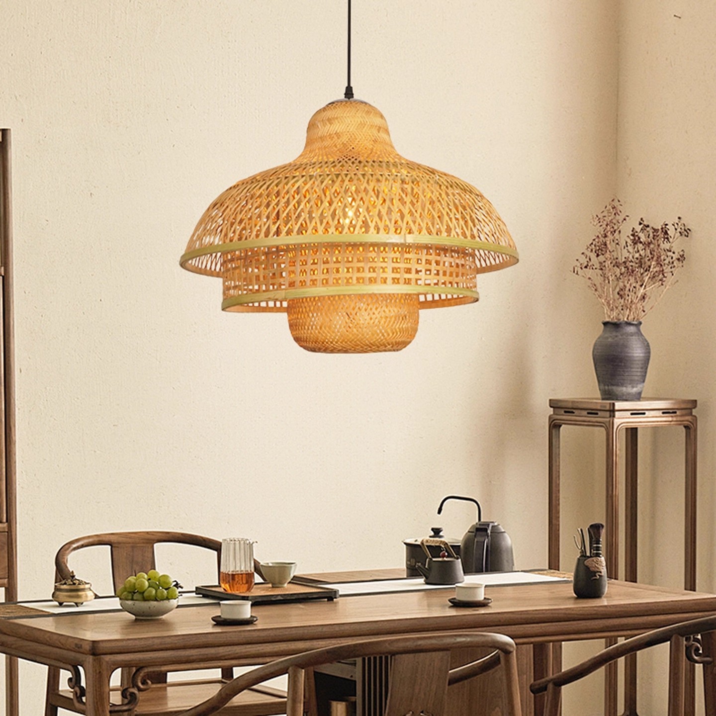 Lámpara de vidano de estilo japonés retro restaurante de mesa de comedor de estilo chino de estilo zen lámparas de sala de té