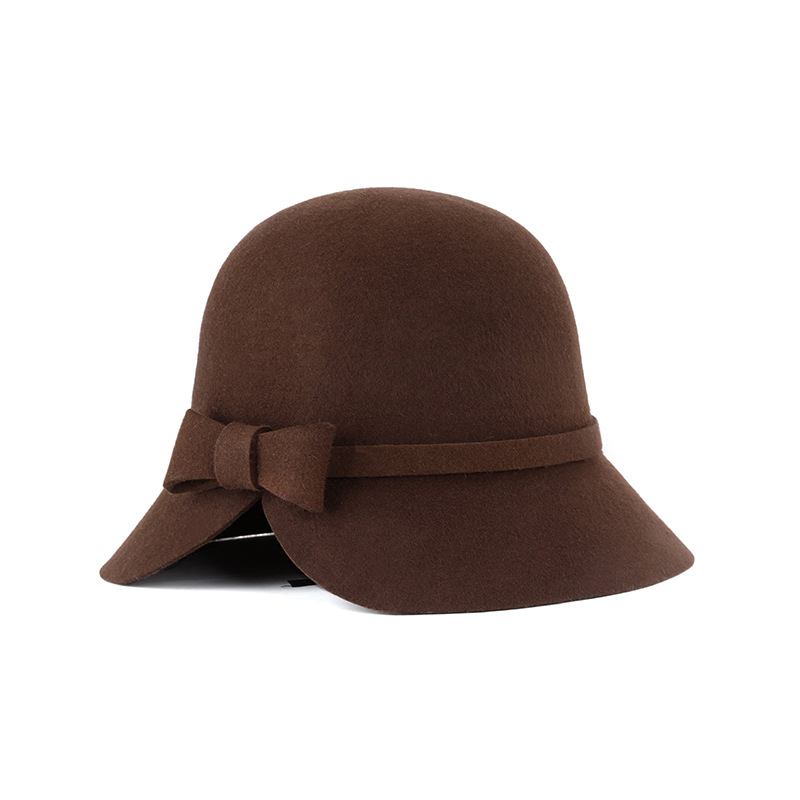Sombrero de otoño e invierno pura lana estilo Coreano Japonés personalidad la moda brecha arco pequeño sombrero cúpula en stock al por mayor